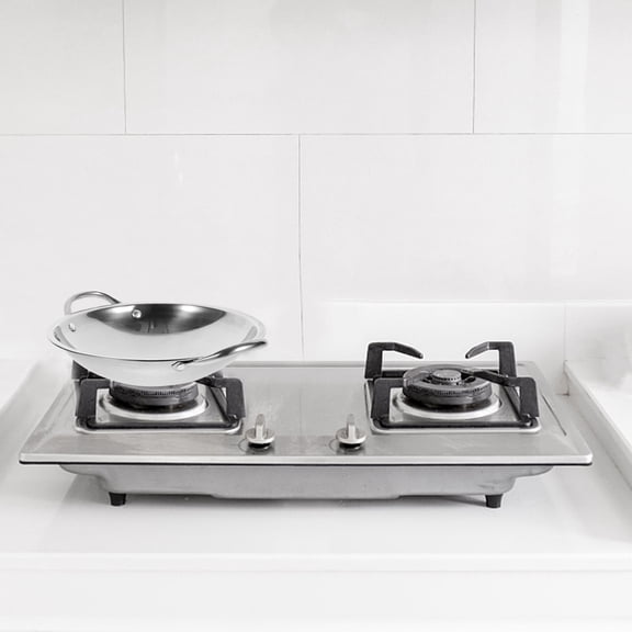GETAJGHSD Stainless Steel Cooking Wok Pan with Double Handles for Camping and Outdoor Cooking Equipment Set