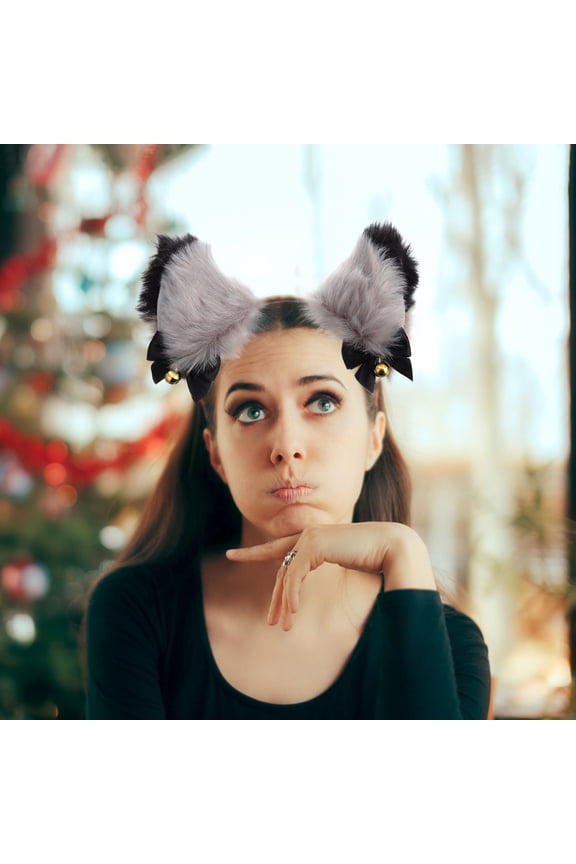 Fuzzy Ears Headband Grey Cloth 1Pack