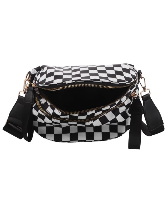 Crossbody Bag For Women: Women Plaid Crossbody Bum Bag Wallets Purses Large Capacity Single Shoulder Handbag For Daily Use And Travel