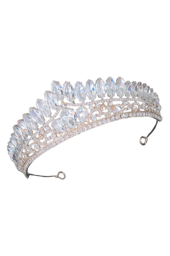 Bridal Crown Headband Golden Wedding Tiaras with Comfortable Metal Lightweight Design