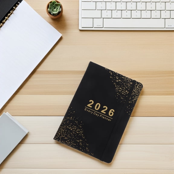 GETAJGHSD Professional 2026 Daily Planner Notebook Black with Hourly Schedule for Productivity