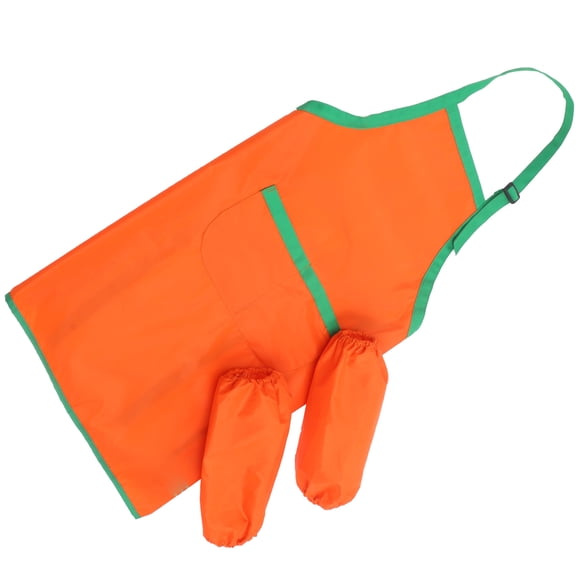 GETAJGHSD Childrens Waterproof Art Smock Orange for Drawing and Painting with Pockets