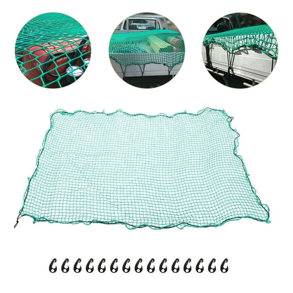 GETAJGHSD Green Elastic Nylon Truck Bed Cargo Net with Hooks for Trailer and Secure Mesh Cover