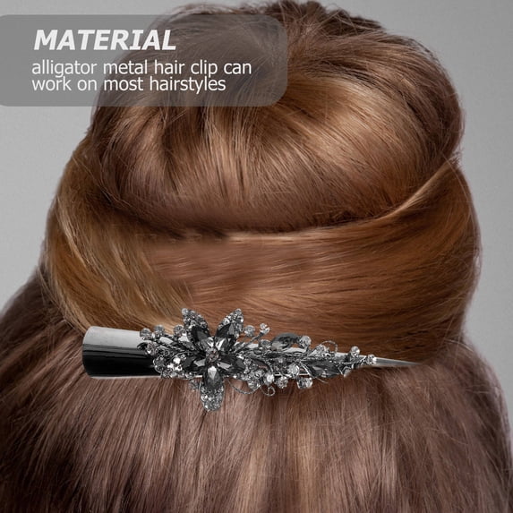 GETAJGHSD Elegant Black Metal Duckbill Hair Clip Rhinestone Barrette for Styling and Secure Grip