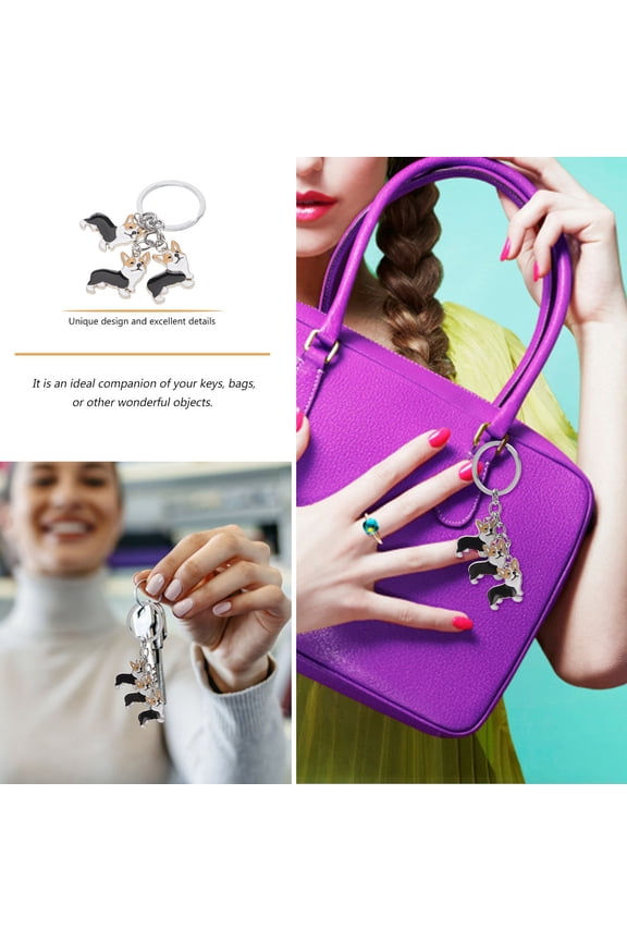 dog shaped keychain Corgi Keyring Black 1Pack