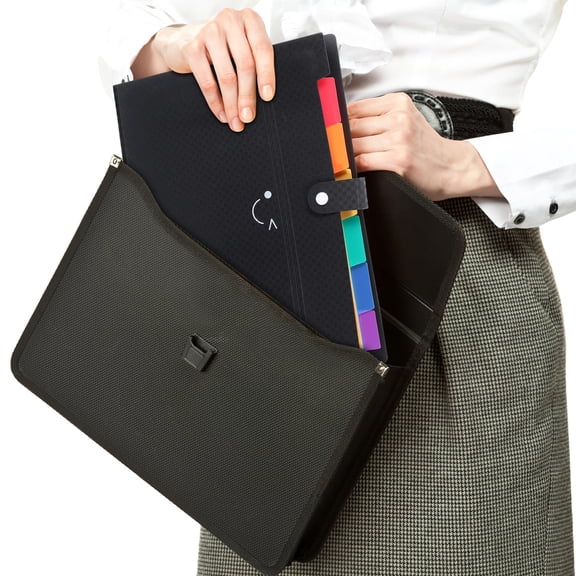 GETAJGHSD File Folder Organizer Black Expanding Plastic Folder with Multiple Sections for Files