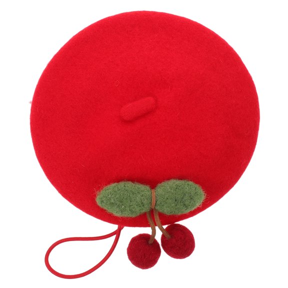 GETAJGHSD Fleece Cherry Beret Hat Lightweight Pet Headgear for Small Dogs and Cats Soft Breathable Red Cap