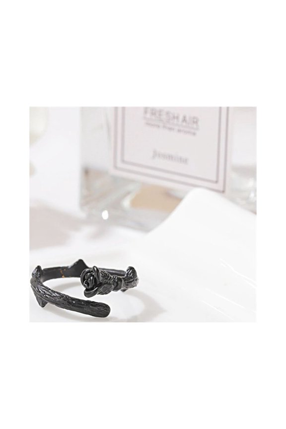 Floral Rings for Women Black Jewelry Rose Shape Opening Design 1Set