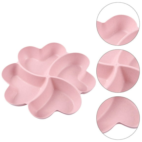 GETAJGHSD Fruit Plate 1Pcs Pink Multi Grid Design For Snack Serving In Nordic Style Made Of Wheat Straw