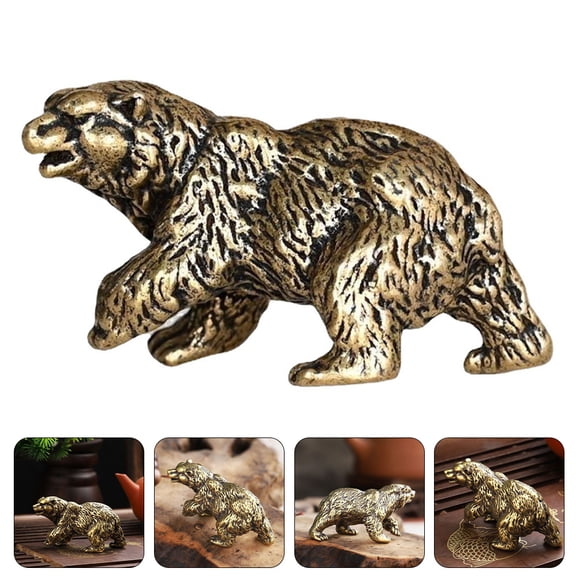 GETAJGHSD Strong Brass Bear Sculpture Stable Golden Desktop Figure for Home Office Decor