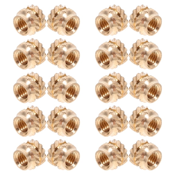GETAJGHSD 120Pcs Golden Female Thread Knurled Heat Set Inserts for Plastic and Wood Embedment