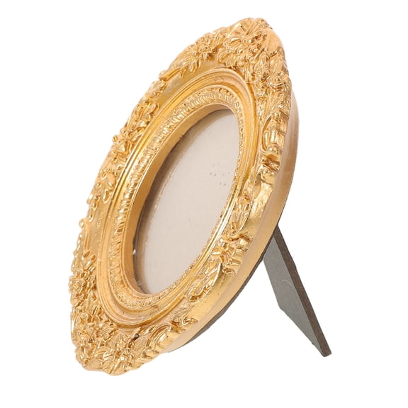 GETAJGHSD Golden Resin Embossed Round Vintage Photo Frame Elegant European Style for Tabletop Decoration