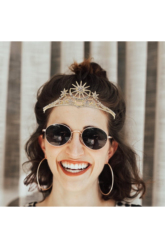 Elegant Golden Wedding Crown with Durable Rhinestones Zinc Alloy Bridal Hair Accessory
