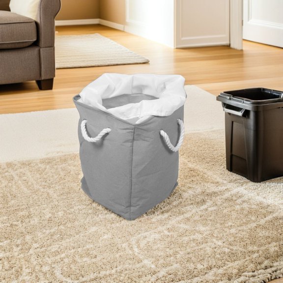 GETAJGHSD Grey Fabric Corner Laundry Hamper with Stable Triangular Design for Home Organization