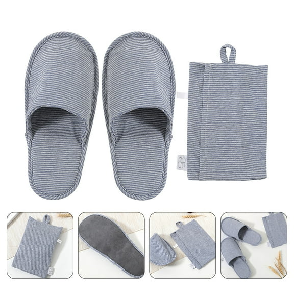 GETAJGHSD 1Pair Portable Travel Slippers Black Cotton Breathable Comfortable Indoor Use