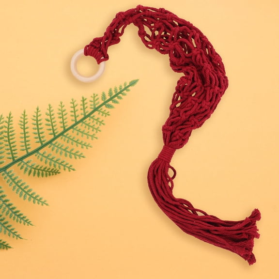 GETAJGHSD Woven Macrame Fruit Basket in Dark Red for Home Wall Hanging Breathable Storage
