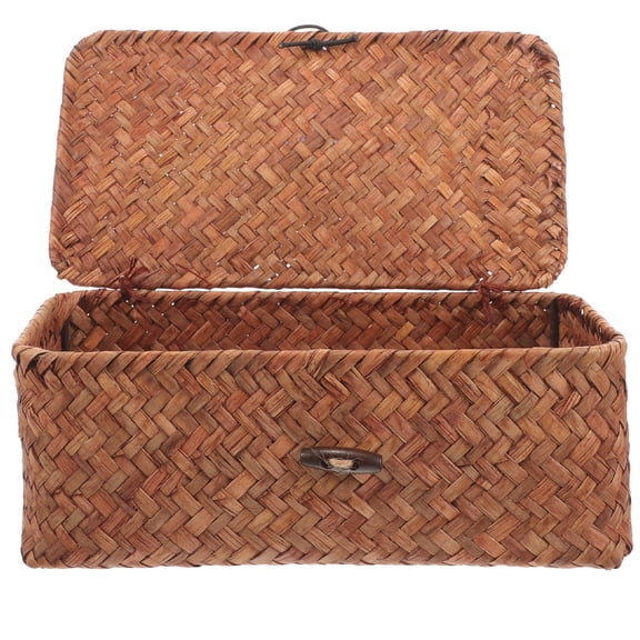 GETAJGHSD Decorative Brown Bear Storage Box Handwoven Rectangle Desktop Storage Basket