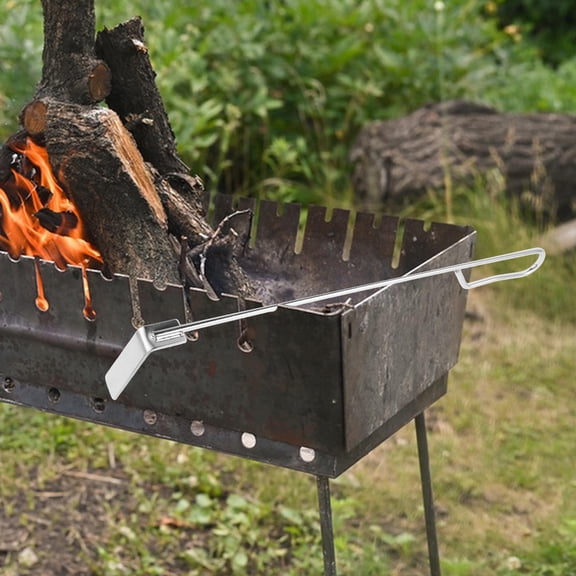 GETAJGHSD Home Fireplace Ash Tool Plated Silver Metal Rake with Ergonomic Portable Handle