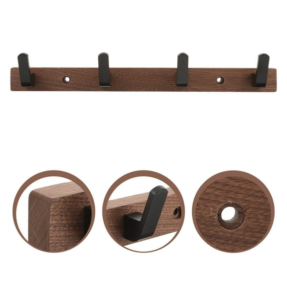 GETAJGHSD Solid Wood Clothes Hook Wall Mounted Coat Rack Light Brown Modern Design
