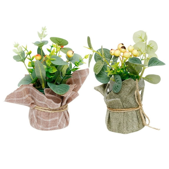 GETAJGHSD Indoor Fake Greenery 2Pcs Artificial Plant Adornment Tpe Assorted Color Flat Bottom Design 7.5*6.3in