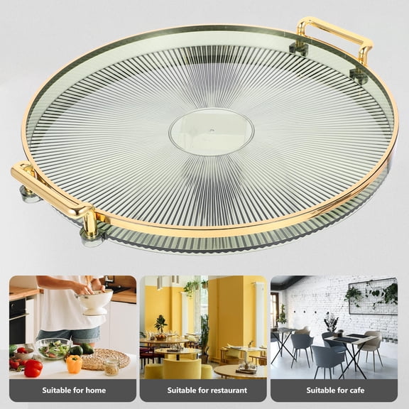 GETAJGHSD Large Capacity Green Round Plastic Tray for Home Snacks Storage and Decorative Display
