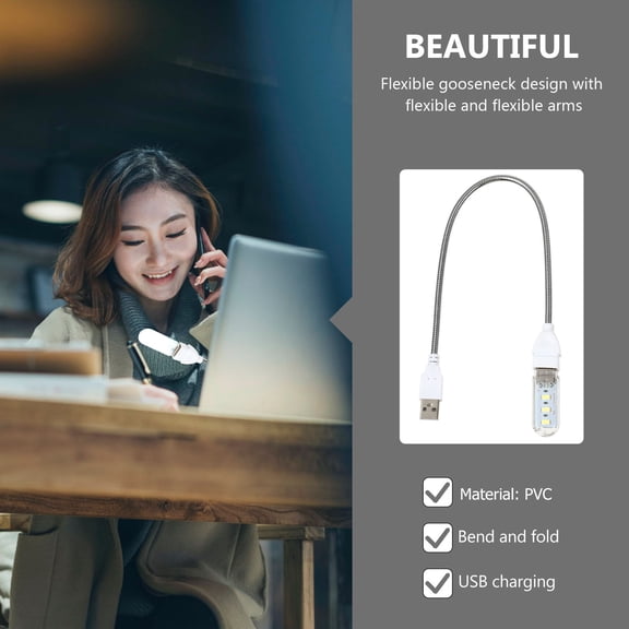 GETAJGHSD USB Rechargeable Lamp Gooseneck Lighting Desk White 1 Set for Office and Living Room Back to School
