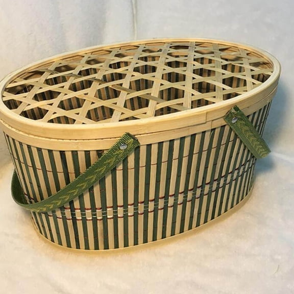 GETAJGHSD Handmade Bamboo Egg Basket Green Decorative Storage Easter Props