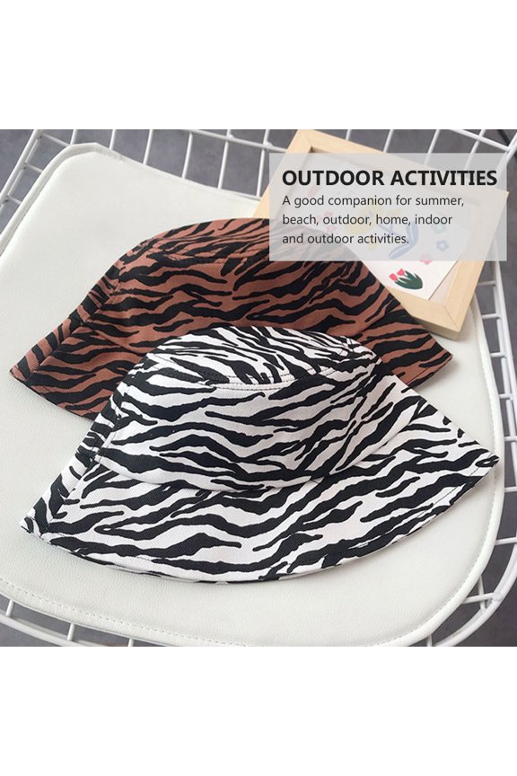 Lightweight Black Fisherman Hat with Zebra pe Pattern Ideal for Outdoor Sun Shade