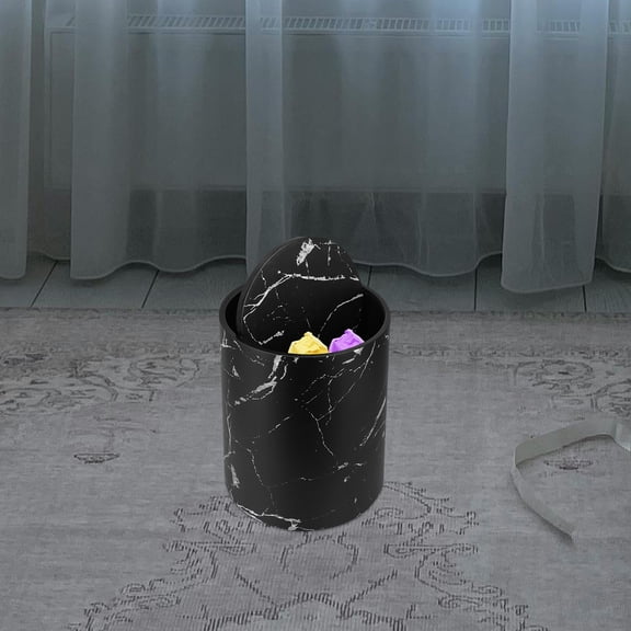 GETAJGHSD Plastic Swing Lid Garbage Can in Marble Style for Home Office Bathroom Use