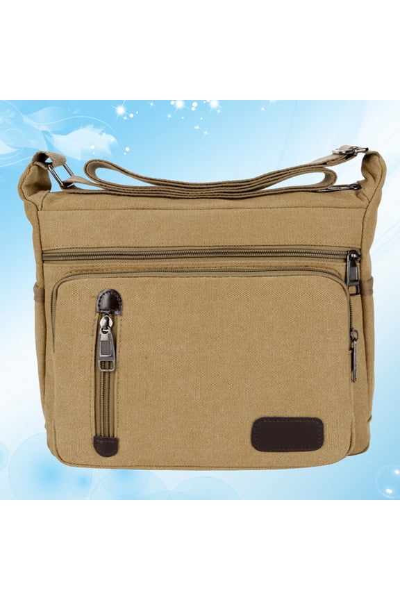 Mens Khaki Canvas Business Bag Large Capacity Document File Carrier