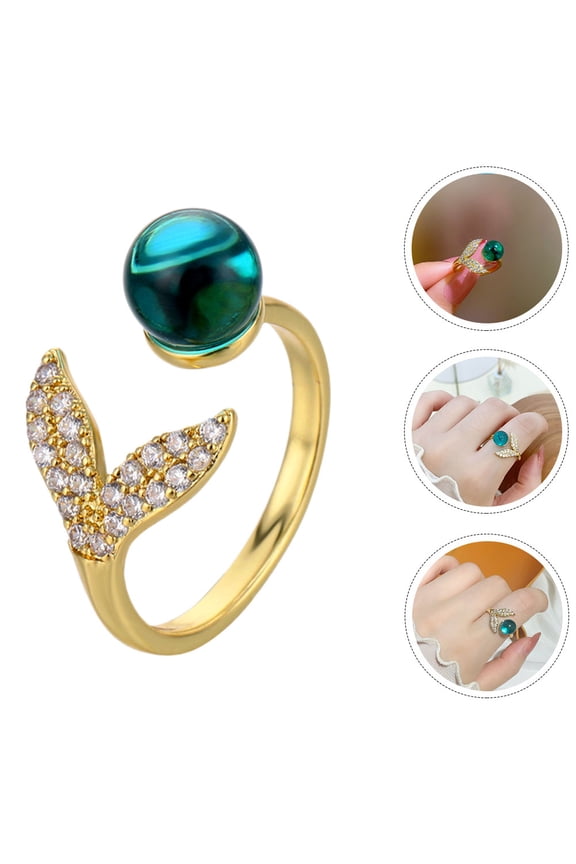 Mermaid Jewelry Rings for Women Multi Alloy Fashionable Decoration 1Set