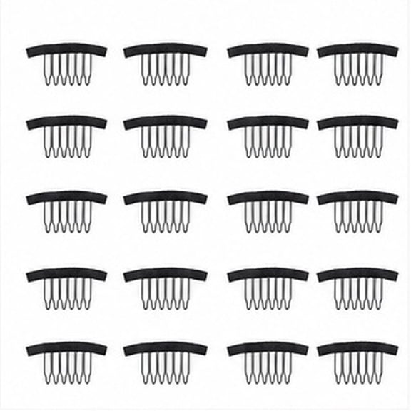 GETAJGHSD 20-Piece Black Metal Comb Set for Hair Extensions, Sewing, Wig Attachment and Styling Tools
