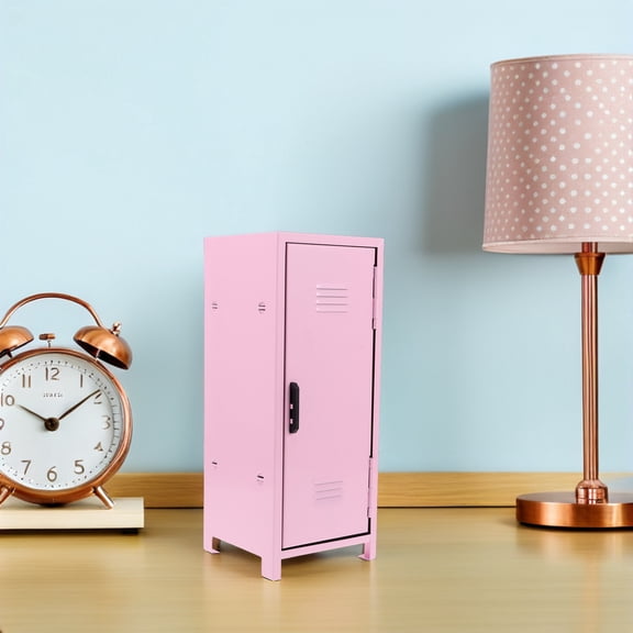 GETAJGHSD Metal Makeup Storage Cabinet in Pink with Layers for Cosmetics and Accessories