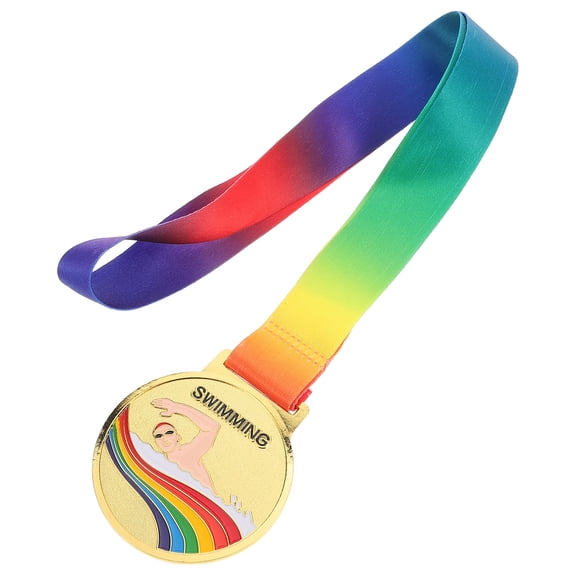 GETAJGHSD Golden Swimming Medal with Hanging Lanyard for Sports and Competition Awards