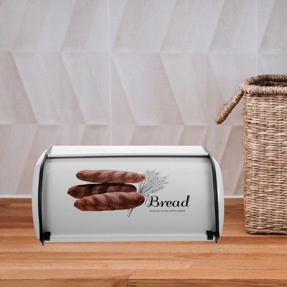 GETAJGHSD Multi Functional White Iron Bread Box for Kitchen Storage of Bread Cookies and Snacks