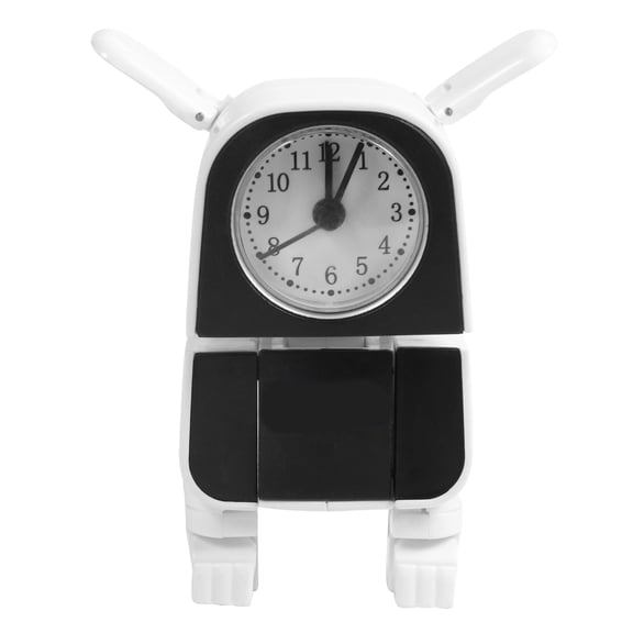 GETAJGHSD Modern White Robot Shape Bedside Clock Multi Functional Electronic Clock for Home Use