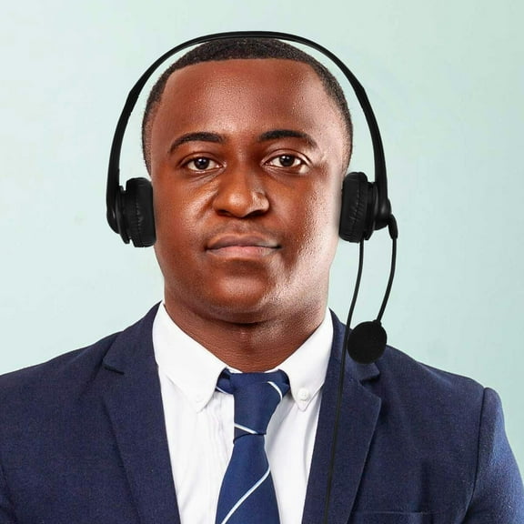 GETAJGHSD Office Computer Headphone with Noise Cancelling and Adjustable Microphone Black Wired USB Headset