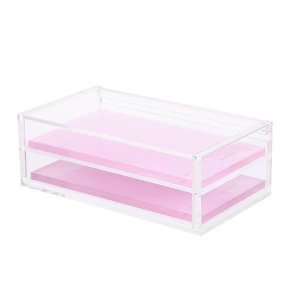 GETAJGHSD Pink Acrylic Eyelash Organizer for False Lashes with Clear Viewing Lid