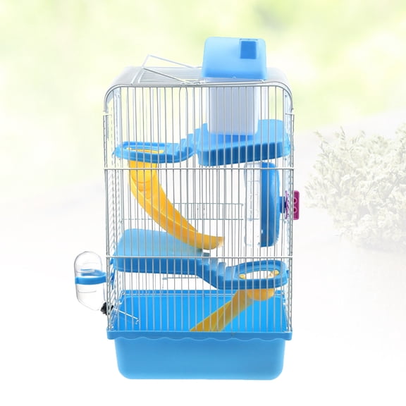 GETAJGHSD Wear Resistant Blue Villa Cage for Small Pets Featuring Leakproof Water Jug and Fun Slide Design