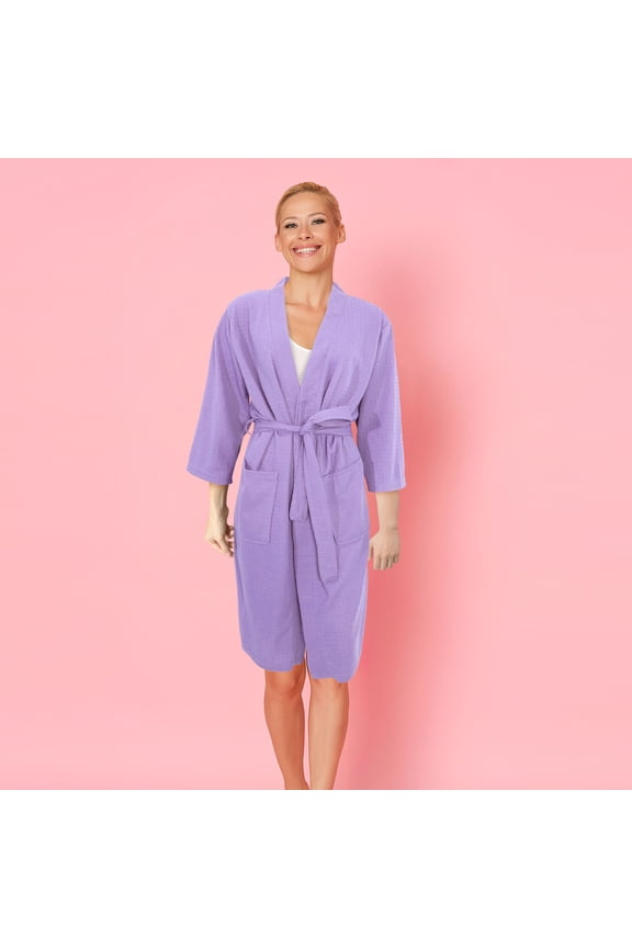 Shower Robe Gown Purple Absorbent Bathrobe Long Sleeve Spa Wear