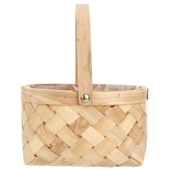 GETAJGHSD Beige Wooden Woven Storage Basket Portable Houseware Storage Container