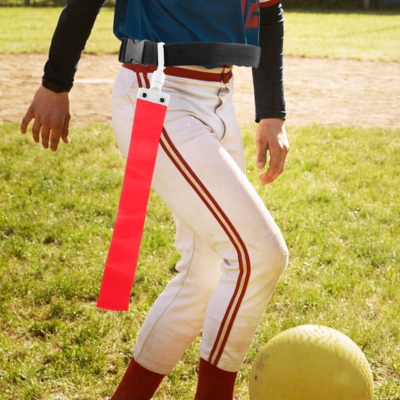 GETAJGHSD Adjustable Football Waist Flag Belt with Two Sliding Red Flags