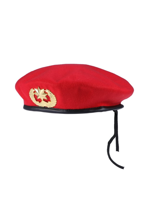Red Woolen Beret Cap with Simple Stylish Design for Party and Stage Use
