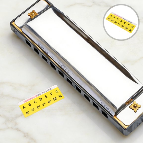 GETAJGHSD Removable Yellow Harmonica Key Stickers for Beginner Friendly Scale and Chord Chart Practice