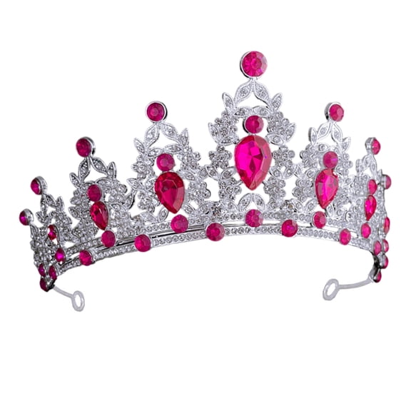 GETAJGHSD Elegant Baroque Crystal Wedding Tiara Crown in Rosy Color for Birthday and Special Occasions