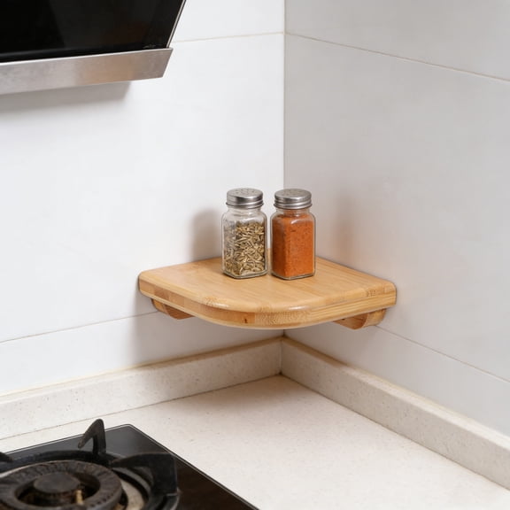 GETAJGHSD Small Wooden Corner Shelf for Living Room Wall Mount with Rounded Safety Edges
