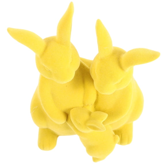 GETAJGHSD Yellow Simulation Flocking Bunny Sculpture Trio for Spring Bunny Table Centerpiece Decor