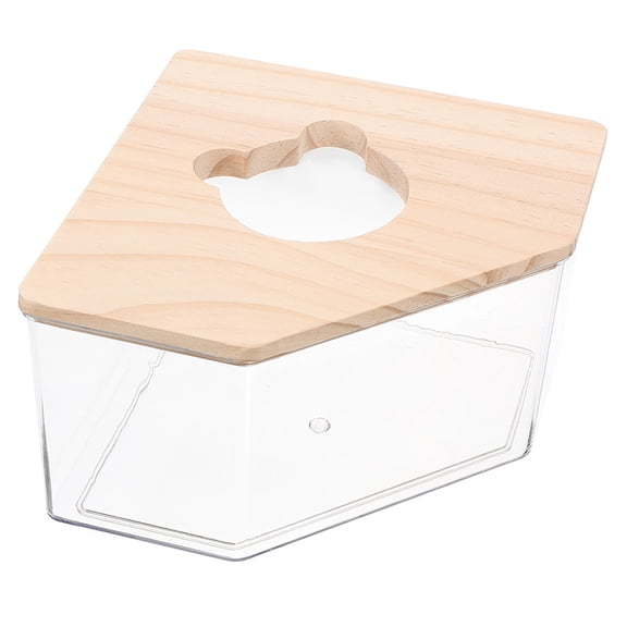 GETAJGHSD Acrylic Hamster Sand Bath Container with Durable Wooden Lid for Small Pets and Sand Bathing
