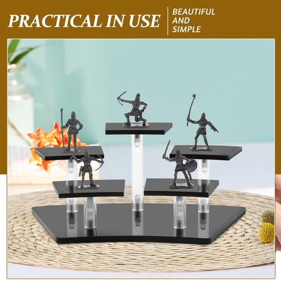 GETAJGHSD Black Acrylic Display Stand Multi Tier Organizer for Action Figures and Collectibles