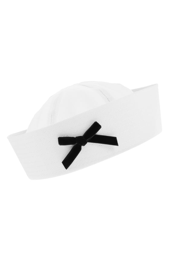 Fashionable White Bowknot Sailor Cap for Outdoor Boating and Costume Events